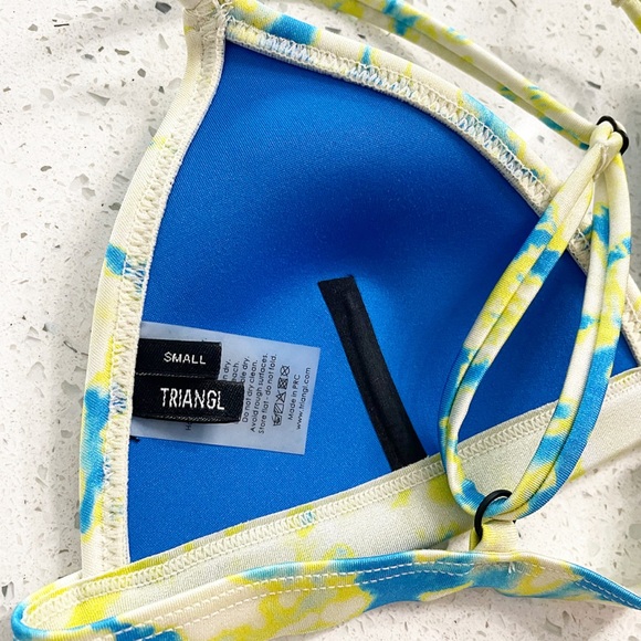 TRIANGL Tie Dye Bikini Top Women’s S Yellow Blue 100% Neoprene Adjustable - Picture 8 of 8